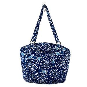 Signature Vera Bradley Petal Splash Blue Floral Handbag Shoulder Purse Tote Bag
